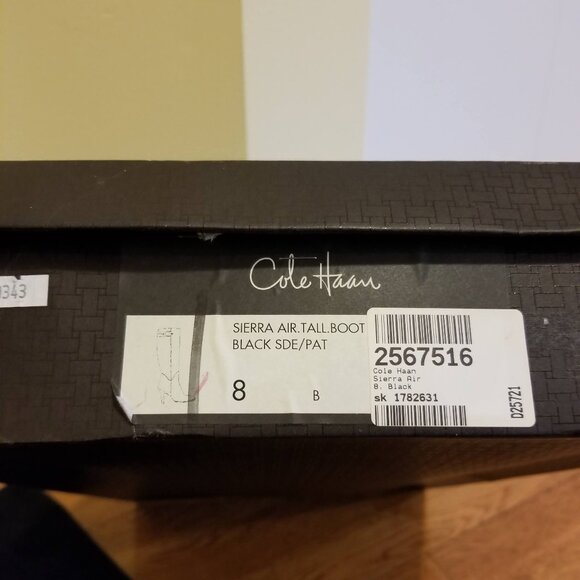 Cole Haan Air Sierra Tall Boots - Black Suede and Patent Leather Size 8 - Picture 9 of 16